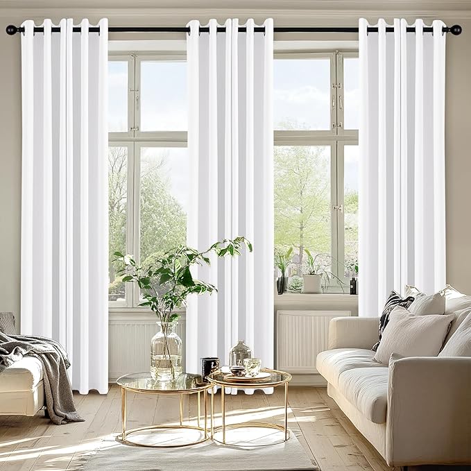 MIULEE Pure White Curtains for Bedroom Living Room 72 Inches Long 2 Panels, Thermal Insulated Room Darkening Drapes Grommet Top Noise Reducing Energy Saving Window Treatments W40 x L72 Inch-DeskLoop Office