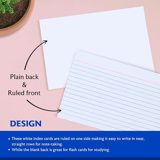 BAZIC 100 Ct. 4" X 6" Ruled White Index Card | sturdy card stock, study notes - Image 4
