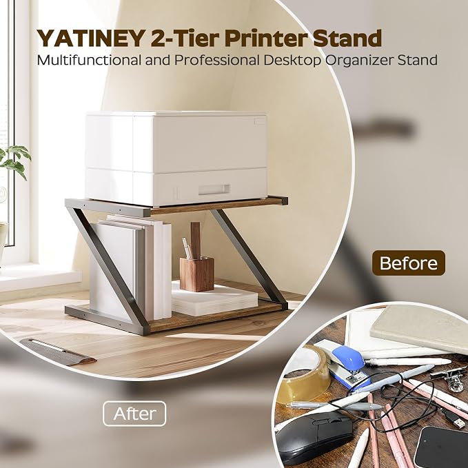 YATINEY Desktop Printer Stand, 2-Tier Printer Table - Image 4