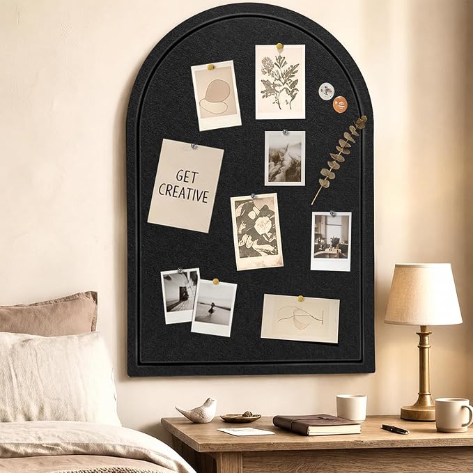 Arched Felt Bulletin Board, Sized 36" x 24" Cork Board Alternative Grooved Edge - Image 7