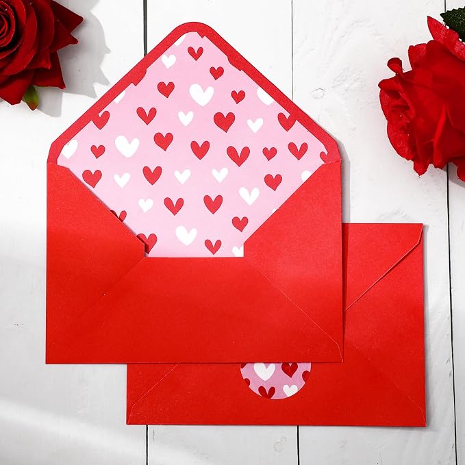 Whaline 50Pcs Valentine's Day Invitation Envelopes Greeting Card Envelope Red by Whaline