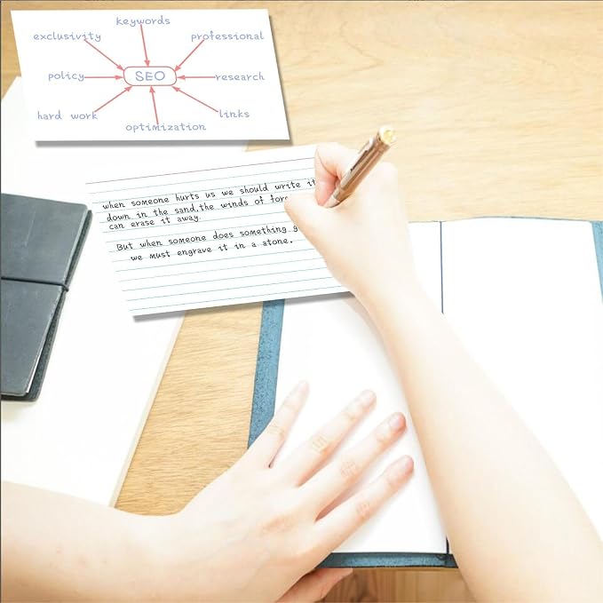 White Index Cards 5x7 Ruled, Lined Index Cards, Study Cards, Flashcards - Image 5
