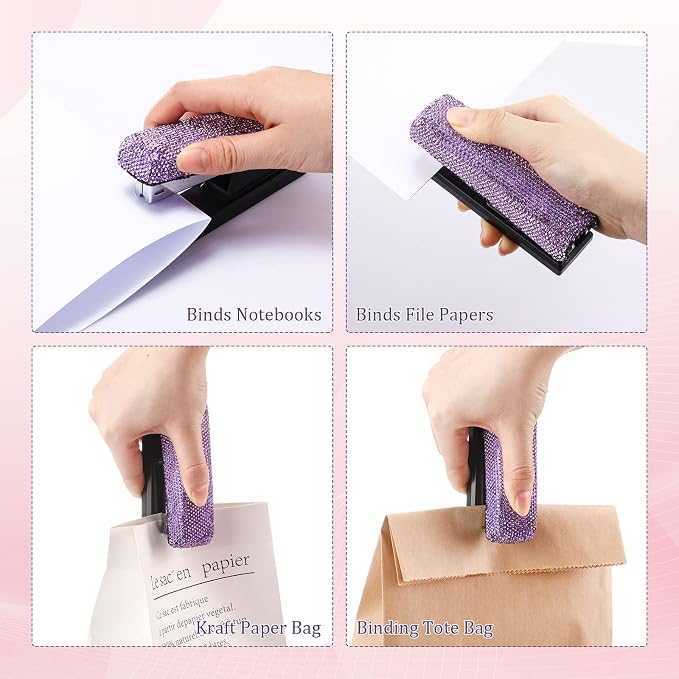 Yexiya Purple Sparkle Bling Stapler - Image 6
