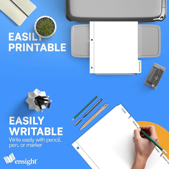 Ensight 3 Ring Page Dividers Bulk, 1/5 Cut Tab Dividers, 100 Per Box - Image 4