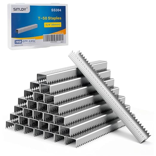 Beveled Chiseled Pointed Heavy Duty T50 304 Stainless Steel Staples 1/4 Inch by SITLDY