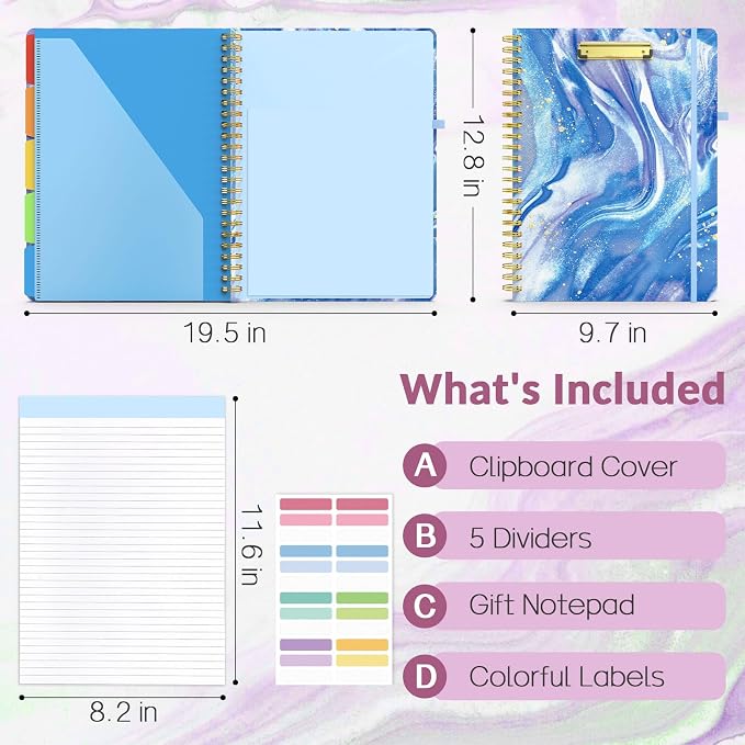 Sooez Clipboard Folio with Refillable Notepad, Folder with 10 Storage Pockets - Image 2
