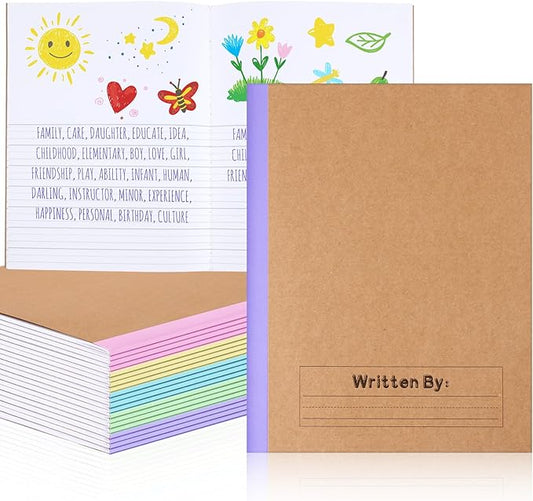 Henoyso 10 Pcs Primary Composition Notebook 9 3/4 x 7 1/2 Inch Kids Journal, Back to School Supplies, K-2 Primary Writing Notebook for Kids Student Draw and Write Story Journal (Macaron Color)-DeskLoop Office