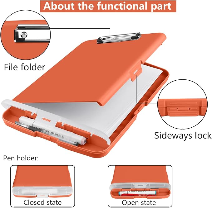 SFLHHDM Plastic Clipboard with Storage, High Capacity Clip Boards 8.5x11 with - Image 5