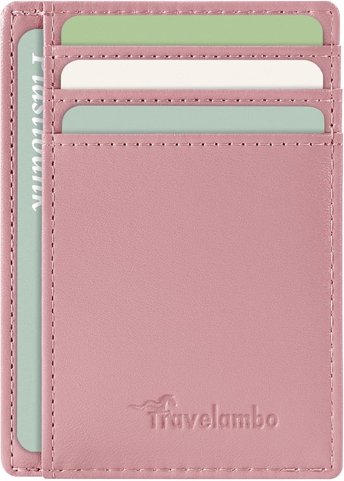Travelambo Slim Wallet Front Pocket Minimalist Leather RFID Blocking Medium Size by Travelambo