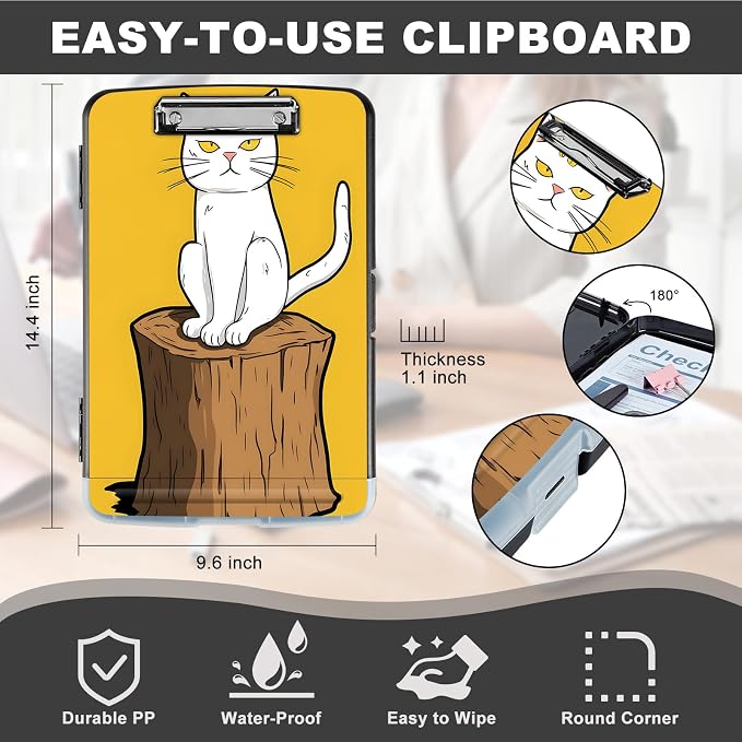 Clipboard with Storage, Storage Clipboard with Pen Holder, Heavy Duty Plastic - Image 2