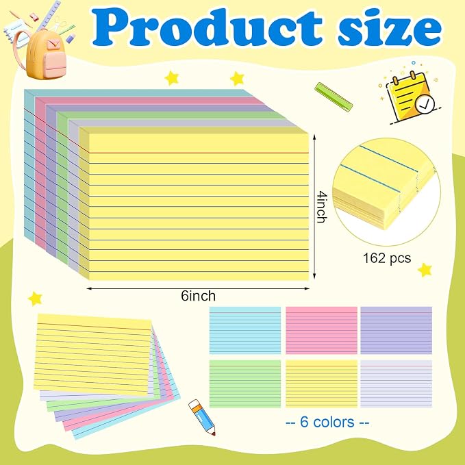 Colored Index Cards 4x6 Inch Flash Cards Heavyweight Lined Flashcards Note Cards - Image 2