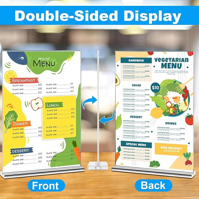 EHWINE 4 Pack Acrylic Sign Holders 4x6 Double-Sided Tabletop Display Stands - Image 3