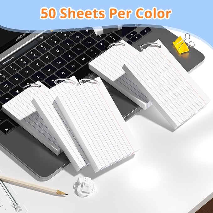 Index Cards 3x5 Inches, Punched Lined Study Card Ruled Flashcards Notecards - Image 5
