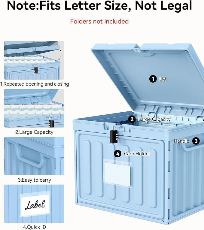 Oterri Lockable Plastic File Box - Image 7