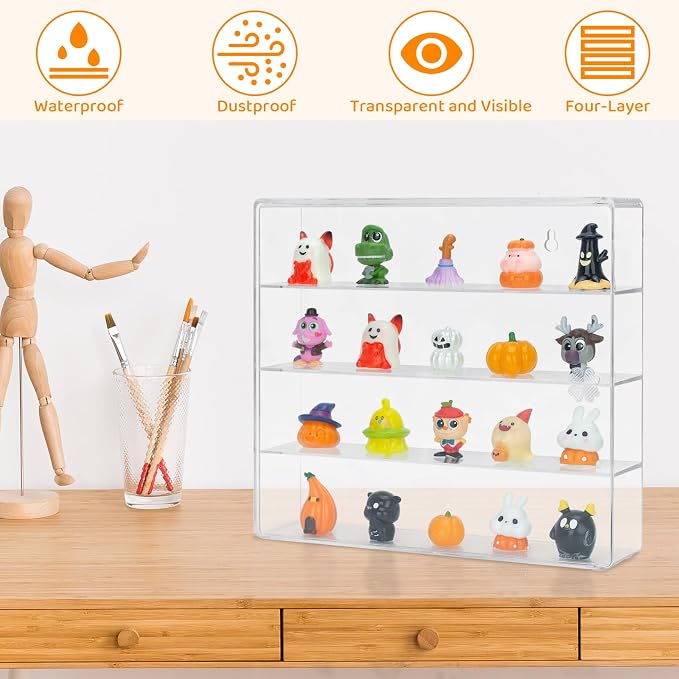Clear Display Case 4 Compartments Storage Box Cabinet Organizer - Image 4