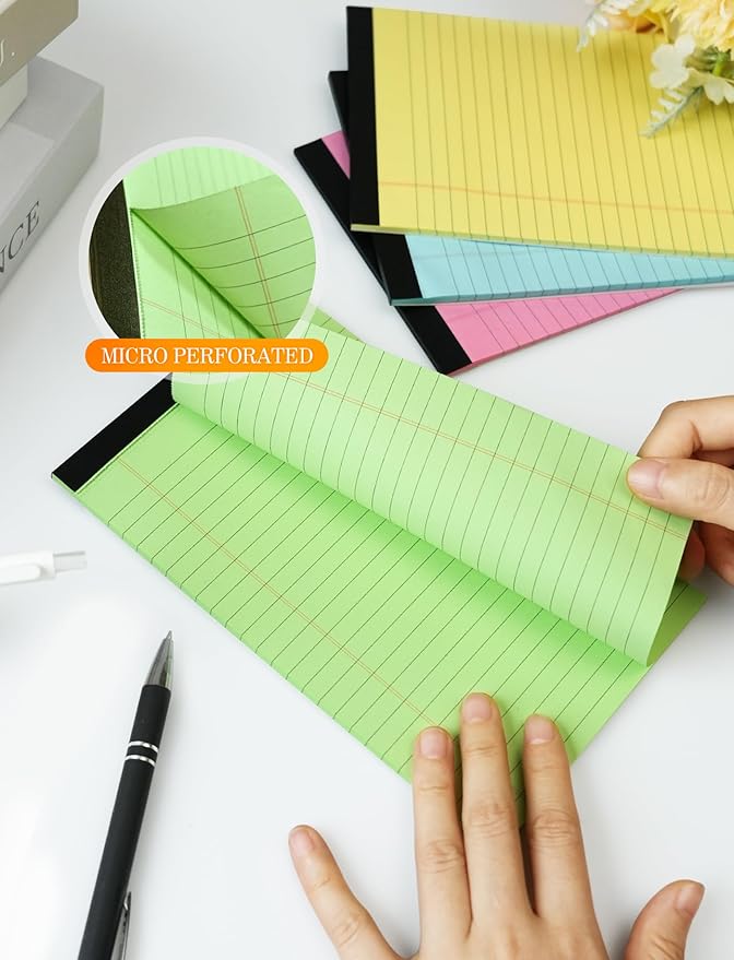 Colored Legal Pads 5x8, 4 Pack, Lined Note Pads 5x8 College Ruled, Note Paper 5x8, Pink Notebook Paper 5x8 Colored Notepads, Pink Legal Pads 5x8 Lined Paper, 80 GSM Pastel Pads of Paper, 30 Sheets/Pad-DeskLoop Office