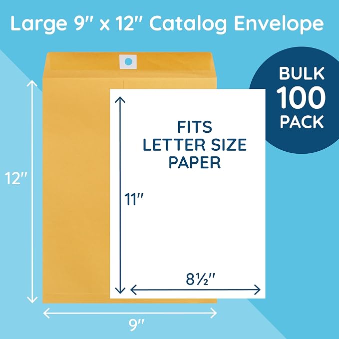 Blue Summit Supplies 100 9” x 12” Clasp Envelopes - Image 2