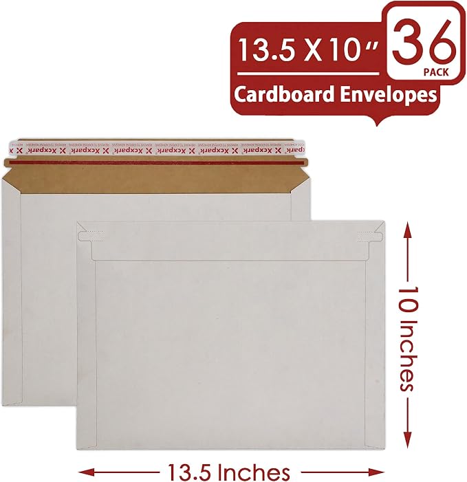 Xxcxpark 36 Pack white Rigid Mailers 10 x 13.5 inches, Self Seal Photo Document - Image 2