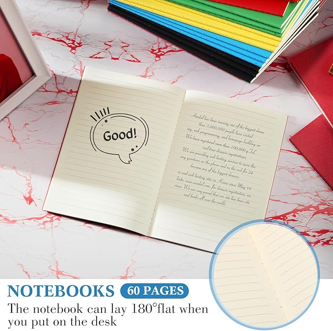100 Pcs Kraft Notebook Journals 5.5 Inch x 8.3 Inch A5 Softcover Notebooks Bulk for Writing Sketch Office Notepad with 60 Pages 30 Sheets (Multicolor,Lined)-DeskLoop Office