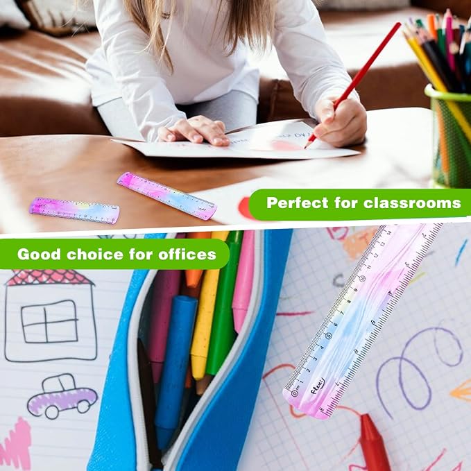 Grevosea 4 Pieces Flexible Rulers, 30cm/12inch Plastic Ruler Shatterproof - Image 5