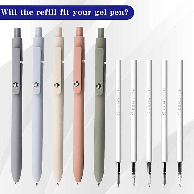 Gel Pen Refills 0.5 for Click pens, Quick Drying Ink Pen Refills Black Smooth - Image 2