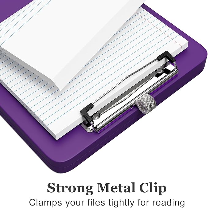 Piasoenc A5 Clipboard with Storage, Clip Board with Pen Holder, Deep Purple | - Image 4