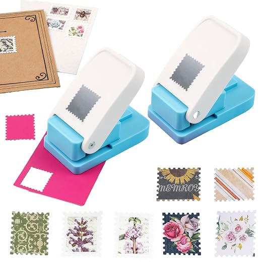 BAOFALI 2Pcs/Set 1X0.8inch Rectangular Postage Stamp Punch, Scalloped Rectangle by BAOFALI