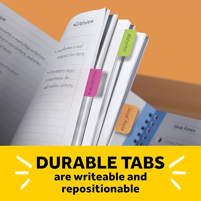Post-it Sticky Tabs, 2 in. x 1.5 in., 5 Pads of Book Tabs in Assorted Colors - Image 6