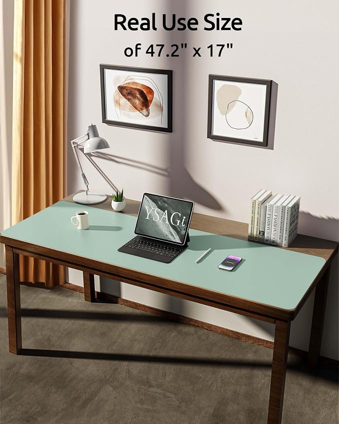 YSAGi Leather Desk Protector, Office Mat, Large Mouse Mat, Non-Slip PU Leather - Image 2