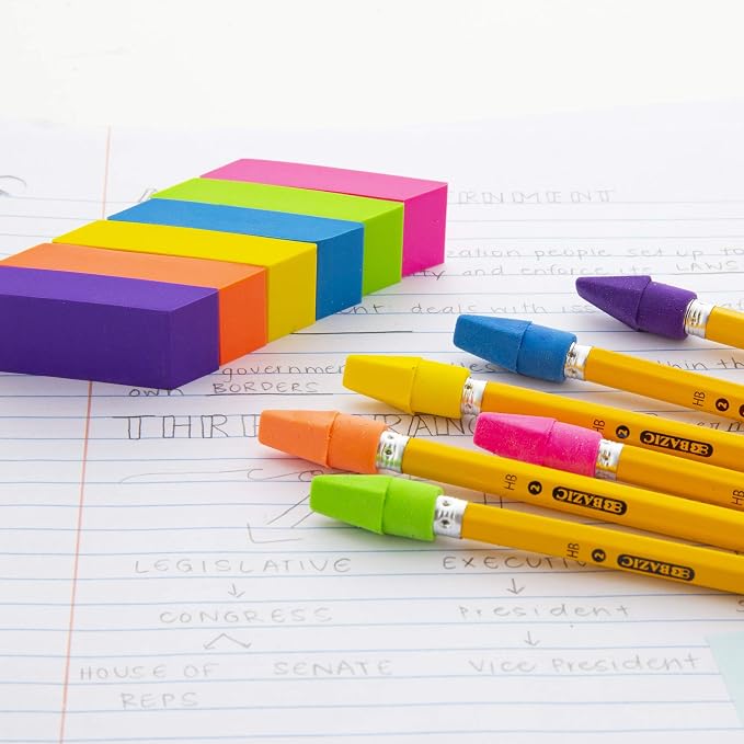 BAZIC Neon Bevel Eraser | soft latex-free, neon beveled block erasers, PVC-free - Image 6