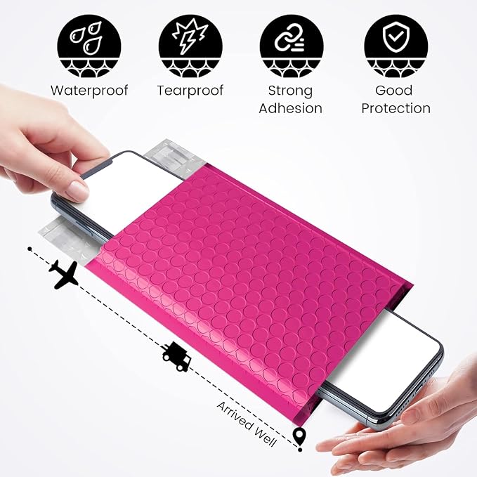 Fuxury Bubble Mailers 4x8" 800 Pack Pink Bubble Mailers Usable Size 4x7” Small - Image 7