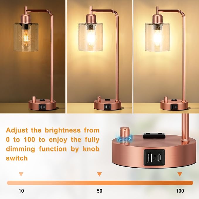 Innqoo Copper Industrial Bedside Table Lamp - Image 2