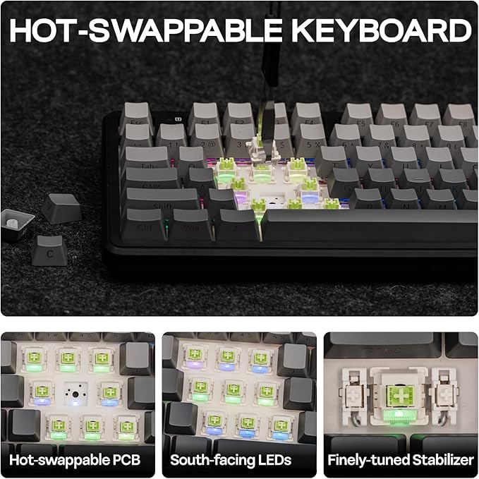 EPOMAKER X Aula F108 PRO Wireless Gaming Keyboard with Screen, 8000mAh Battery, 104 Hot-Swappable and Programmable Keys and Knob, RGB Backlight, for Mac/PC/Android (Black Gradient)-DeskLoop Office