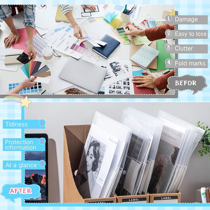 Zhehao 100 Pcs Clear Plastic Envelopes File Folders - Image 2