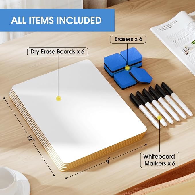 MaxGear Double Sided Dry Erase Board, 6 Pack | Reusable Double Sided Surface - Image 6
