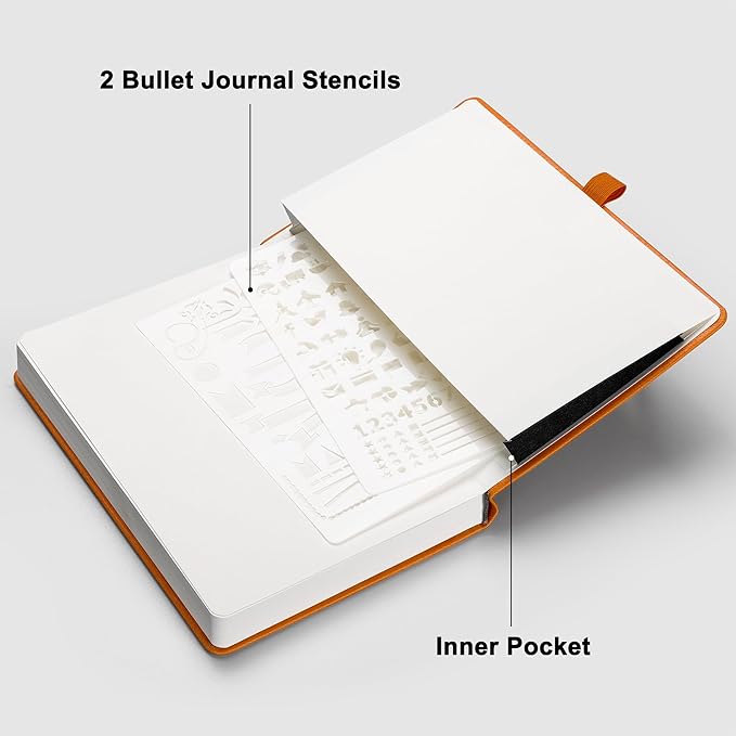 RETTACY Blank Journal Notebook, 192 Pages, A5 Medium Size (5.7'' x 8.3''), Leather Hardcover, 100 GSM Thick Paper, for Sketching, Drawing, Painting (Orange)-DeskLoop Office