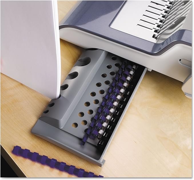 Fellowes 5216901 Quasar 500 Electric Comb Binding System, 16 7/8 x 15 3/8 x 5 1/8, Metallic Gray-DeskLoop Office