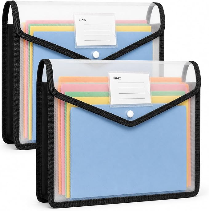 2 Pack Clear Expanding File Organizer Envelope Important Document Folder by Unknown
