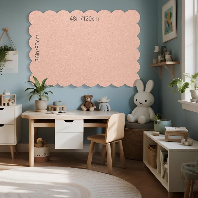 Lightomorrow Scalloped Bulletin Board, 48 x 36 Inches Felt Pin Board - Image 3