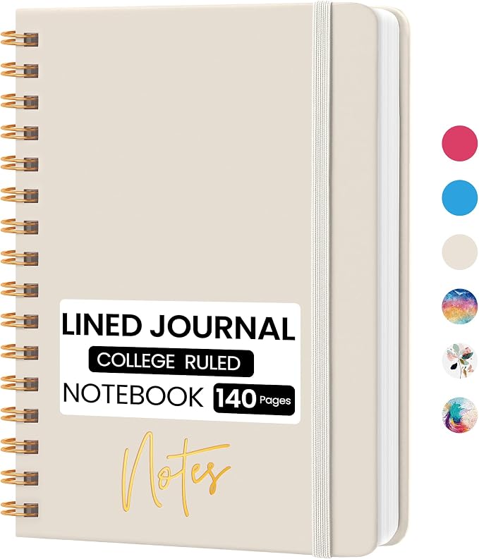 CICPAP Lined Spiral Journal Notebook, A5 College Ruled Notebook by CICPAP