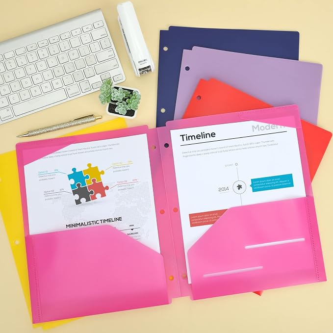 EOOUT Binder Folders 10pcs Colored File Folders, Plastic Folders - Image 5