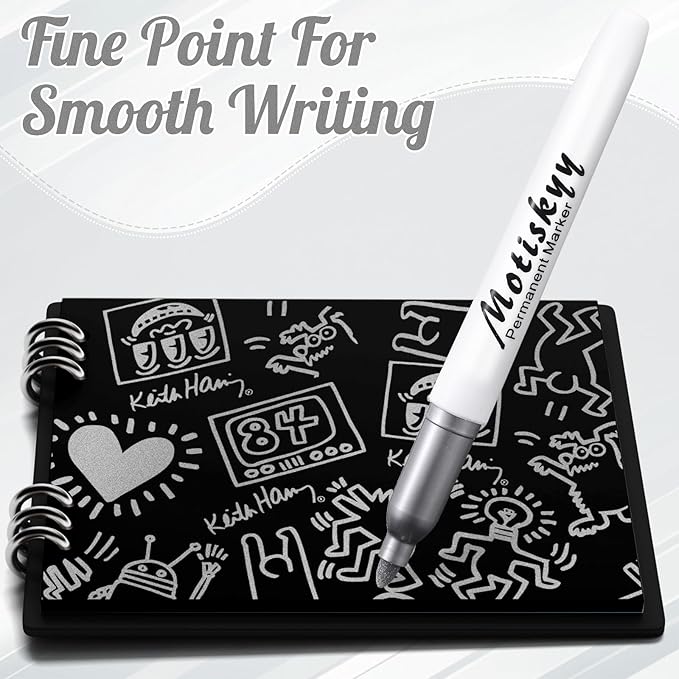 180 Pcs Metallic Permanent Markers Bulk Fine Point Metallic Markers Pens for Fabric, Black Paper, Cards, Scrapbook, Wood, Plastic, Canvas, Mugs, DIY Art Crafts, Etc (Silver)-DeskLoop Office