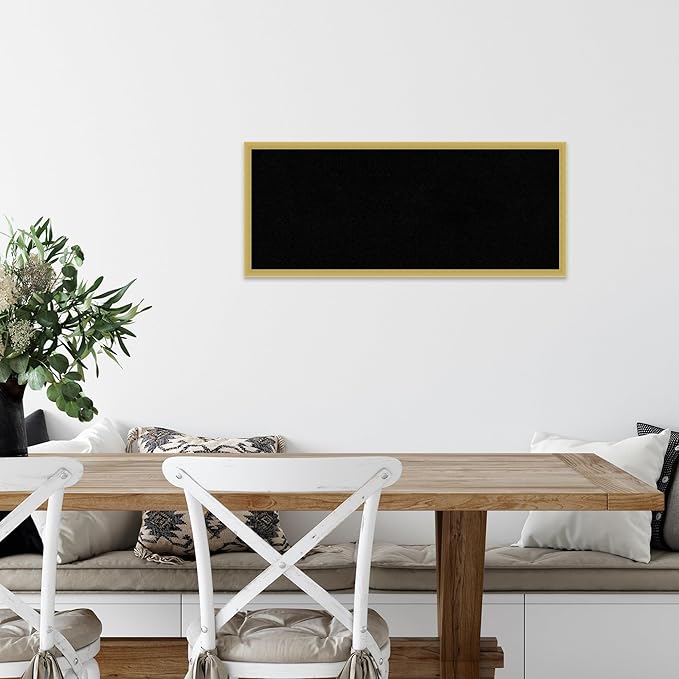 Amanti Art Black Cork Board for Wall, 13x31 Vision Board with Gold Wood Frame, Medium Corkboard Office Decor for Home Organization, Modern Contemporary Corkboard Pinboard to display items for home-DeskLoop Office