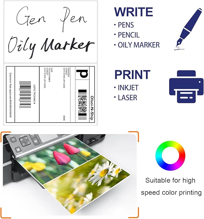 8-1/2"×5-1/2" Shipping Labels 200 Labels Sticker Paper for Laser/Ink Jet Printer mailing Labels 8.5"×11" White 2 per Sheet-DeskLoop Office