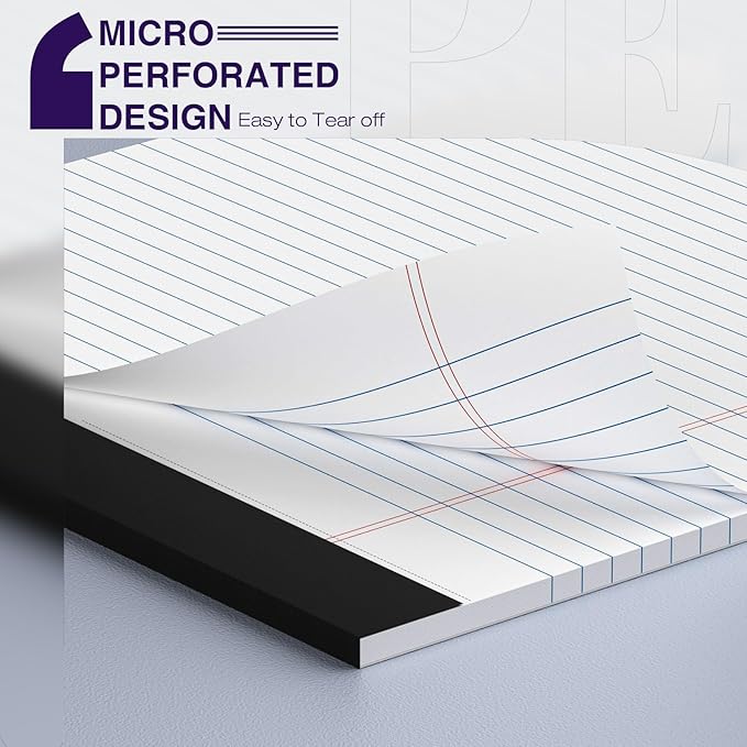 12 Pack Legal Pads 8.5 x 11 College Ruled 600 Sheets Note Pads 8.5 x 11 Inch Notepads Perforated Writing Pads 8.5 x 11 Pads of Paper Lined White Paper, 50 Sheets per Notepad for Home, Office, School-DeskLoop Office