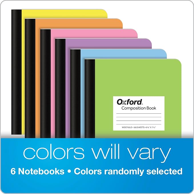 Oxford Composition Notebooks, 6 Pack, Cover Colors Vary, Wide Ruled Paper - Image 6