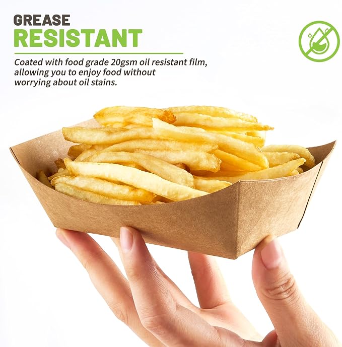 ZORRITA Small Paper Food Trays, 1 Lb, 100 Pack | Disposable, Kraft Brown Food - Image 4