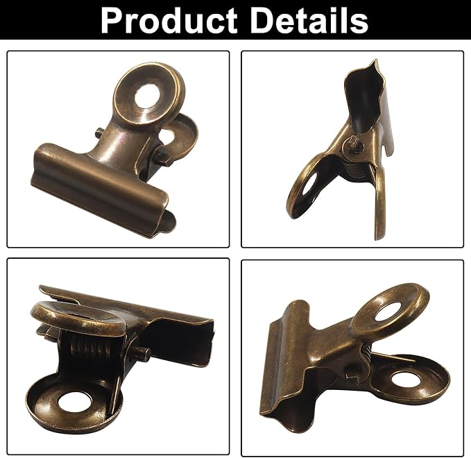 40 Pack Antique Muiticolor Bulldog Clips - 22mm Small Metal Paper Clips Clamps - Image 4