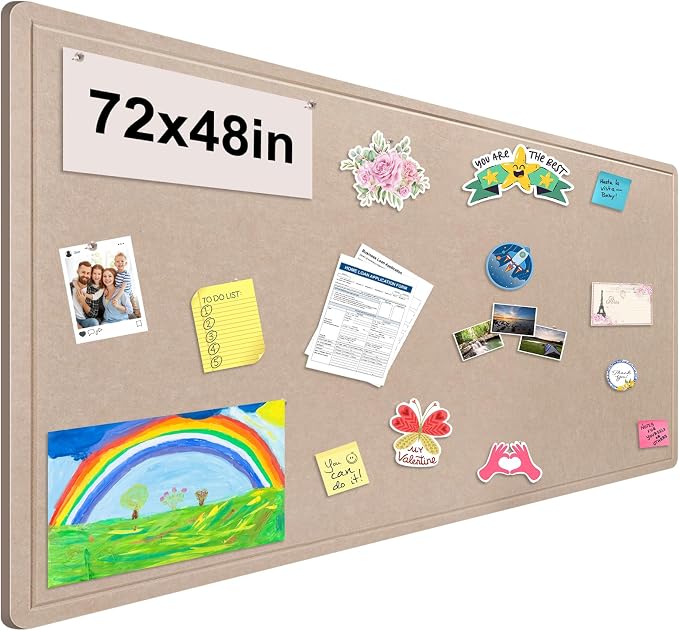 Foldable Large Bulletin Board, 72x48 Inches Cork Board Alternative, Large Felt by bcabo