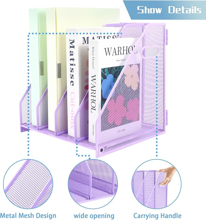 Desk Organizers, Metal Magazine File Holder - Image 3